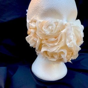 Cream floral mask